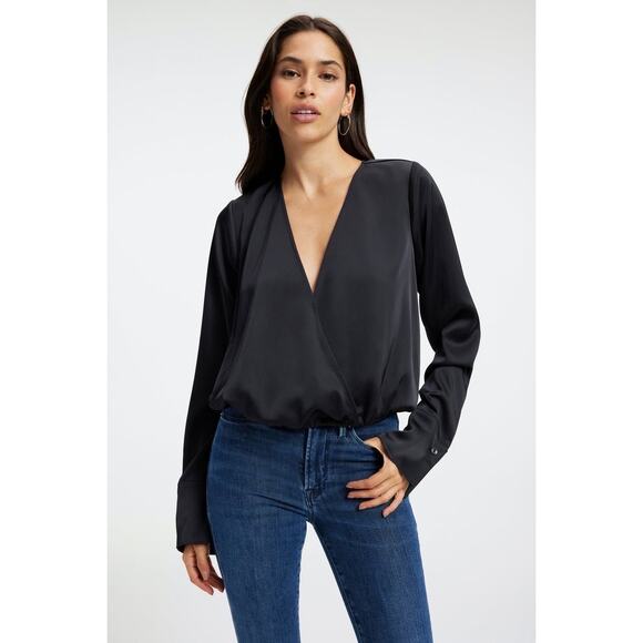 GOOD‎ AMERICAN SATIN WRAP TOP Size Small New with Tags - Picture 1 of 12